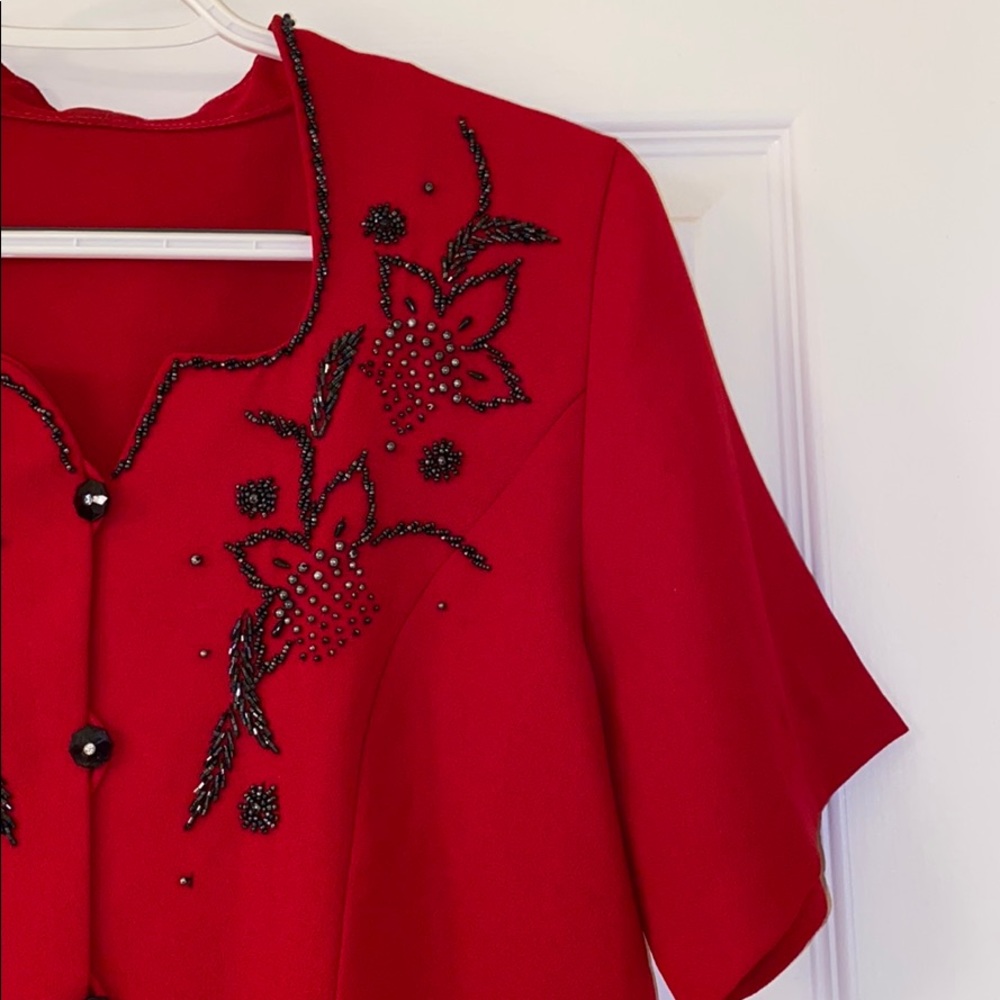 Red Button Down Jacket - Picture 4 of 5